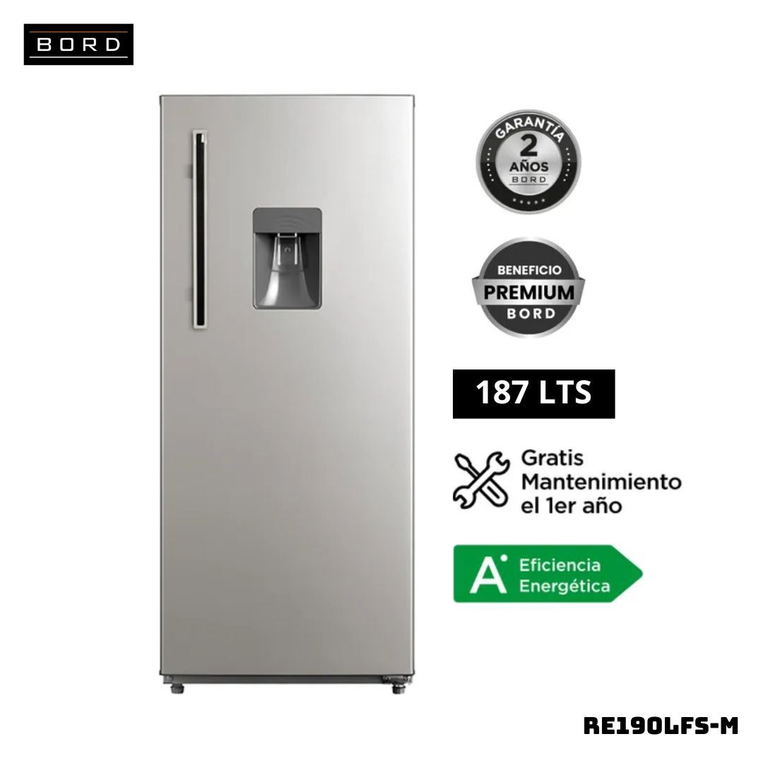 REFRIGERADORA BORD 187 L CON DISP DE AGUA PLATEADO - RE190LFS-M